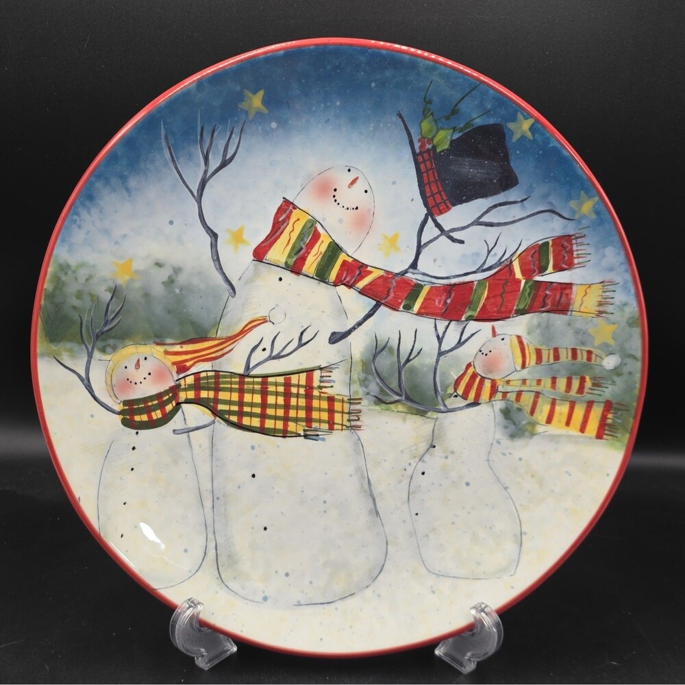Susan Winget Enchanted Snowman Dinner Plate Certified International Christmas